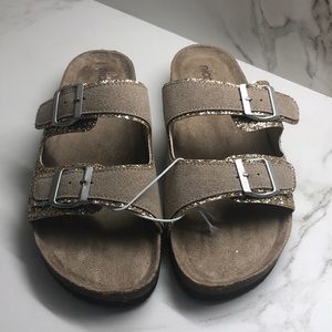 Nicole Tan & Gold Slides Size 11